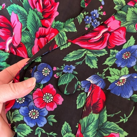 JOU JOU VINTAGE 80s Floral Oversized Longline Pocketed Shoulder Pad Blazer Small - Picture 14 of 16